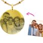 Collier maille boule alternée acier doré médaille 30 mm à personnaliser avec photo