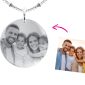 Collier maille boule alternée acier argenté médaille 30 mm à personnaliser avec photo