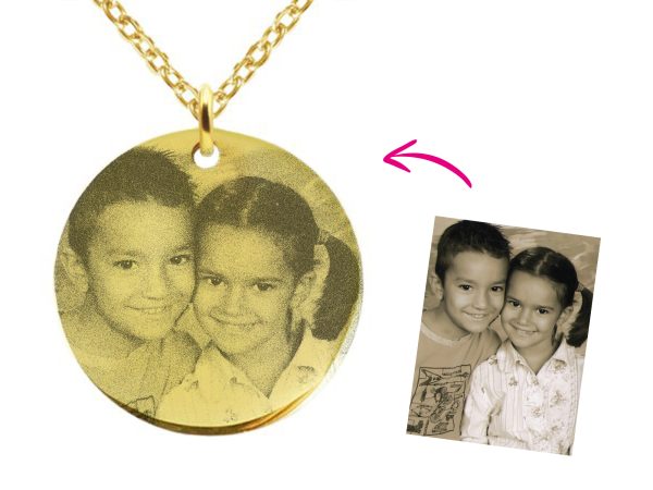 Collier médaille 30 mm à personnaliser avec photo