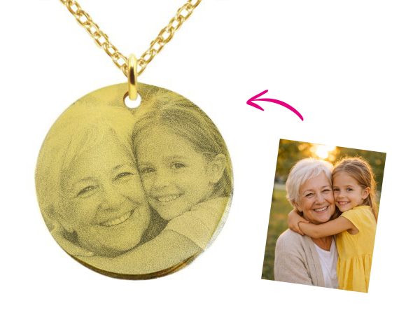 Collier médaille 30 mm à personnaliser avec photo