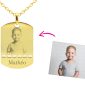 Chaîne homme maille forçat acier agrémentée d'un pendentif plaque militaire à personnaliser avec photo