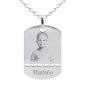 Chaîne homme maille forçat acier agrémentée d'un pendentif plaque militaire à personnaliser avec photo