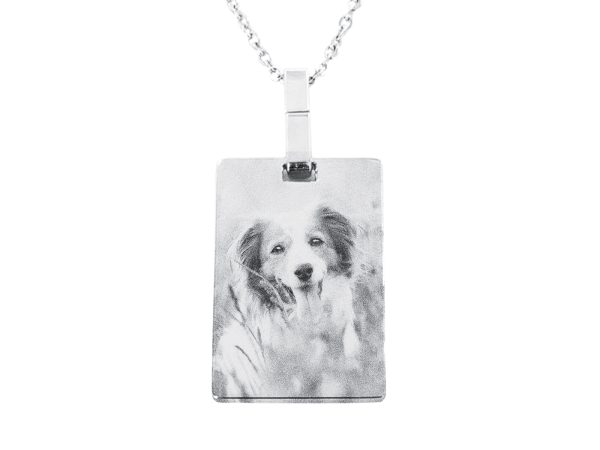 Collier plaque acier argenté à personnaliser avec photo