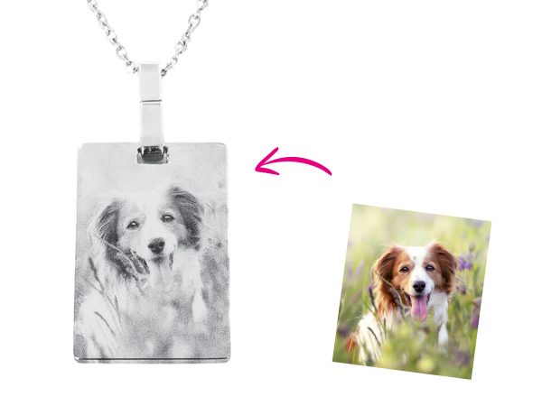 Collier plaque acier argenté à personnaliser avec photo