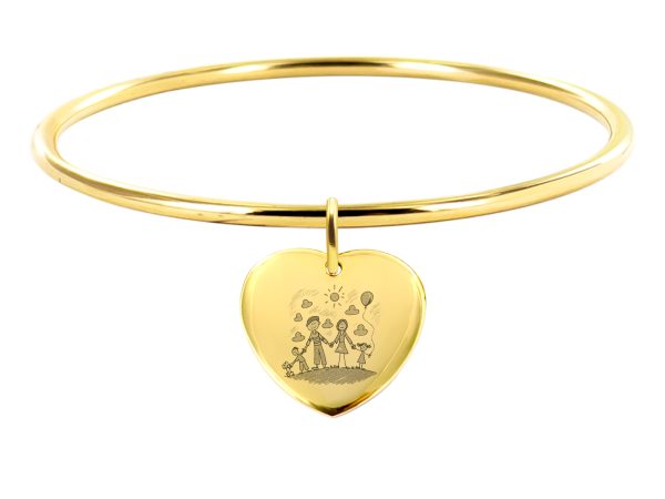 Bracelet jonc coeur acier à personnaliser avec photo