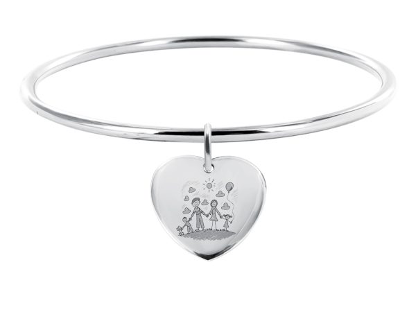 Bracelet jonc coeur acier à personnaliser avec photo