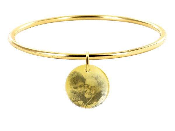 Bracelet jonc médaille 20mm acier à personnaliser avec photo