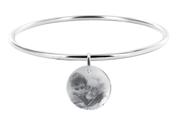Bracelet jonc médaille 20mm acier à personnaliser avec photo