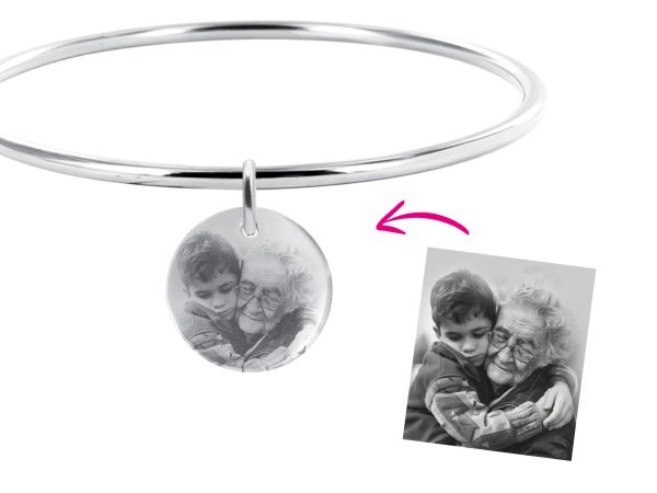 Bracelet jonc médaille 20mm acier à personnaliser avec photo