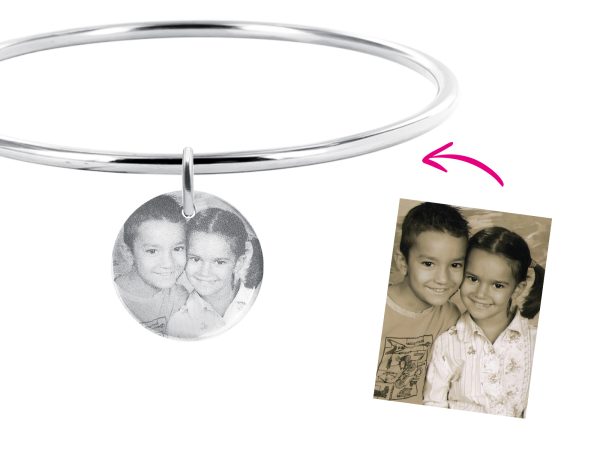 Bracelet jonc médaille 20mm acier à personnaliser avec photo