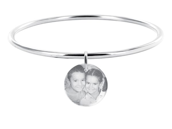 Bracelet jonc médaille 20mm acier à personnaliser avec photo