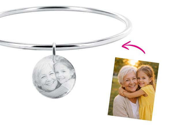 Bracelet jonc médaille 20mm acier à personnaliser avec photo
