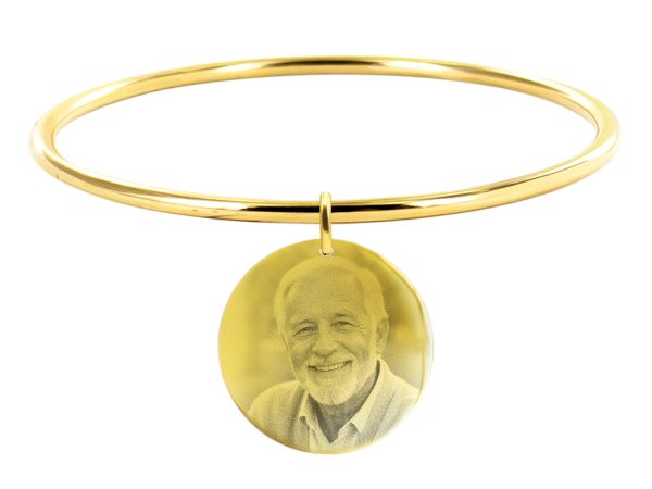 Bracelet jonc médaille 30mm acier à personnaliser avec photo