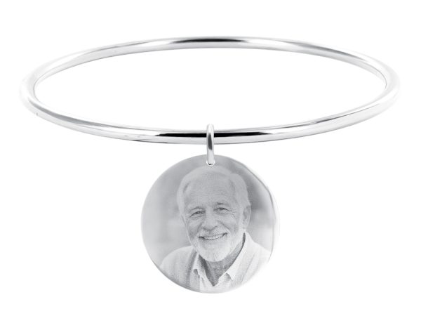 Bracelet jonc médaille 30mm acier à personnaliser avec photo