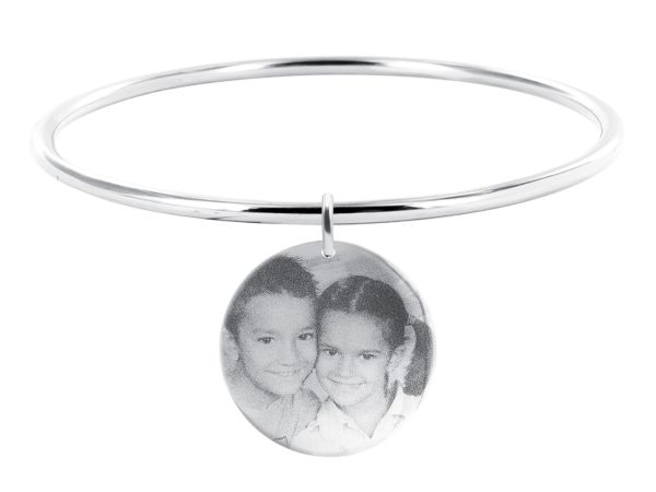 Bracelet jonc médaille 30mm acier à personnaliser avec photo