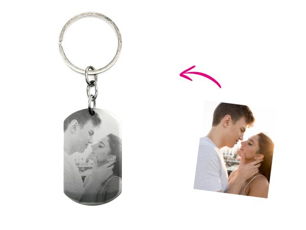 Porte-clés plaque militaire acier à personnaliser avec photo