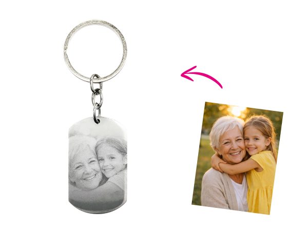 Porte-clés plaque militaire acier à personnaliser avec photo