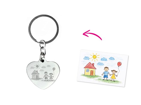Porte-clés Coeur 35mm acier à personnaliser avec photo