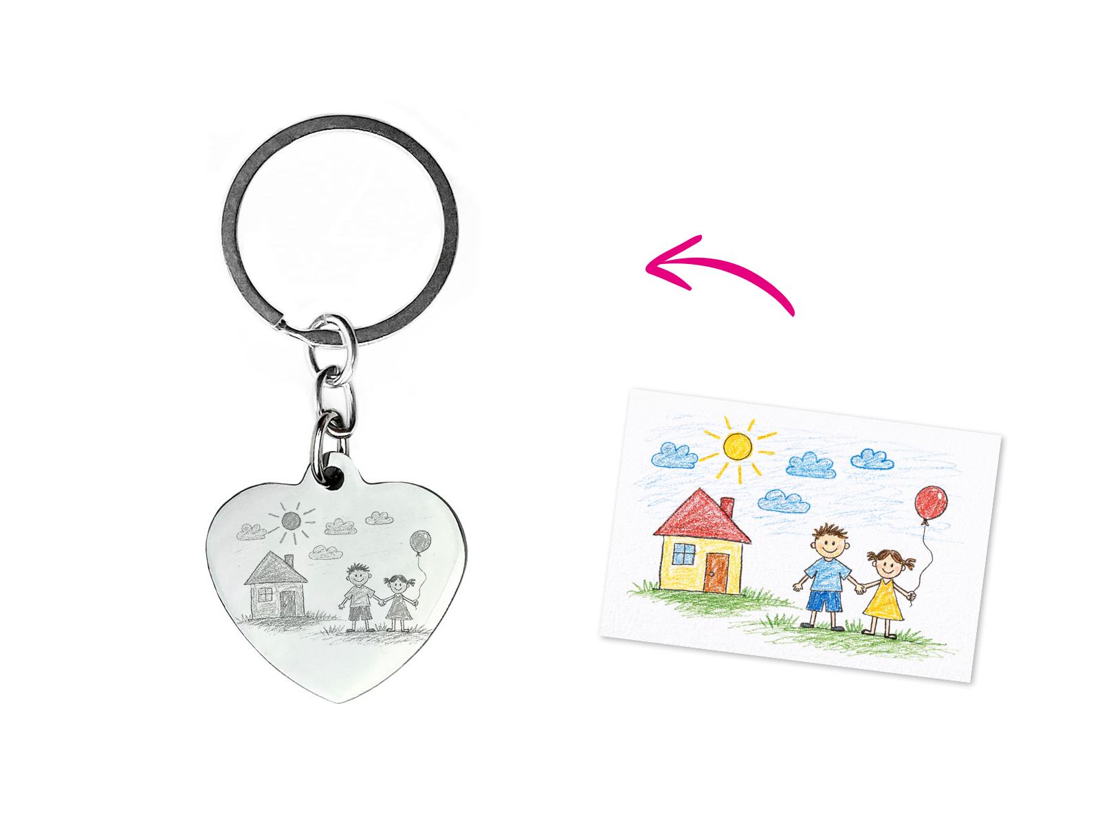 Porte-clés Coeur 35mm acier à personnaliser avec photo