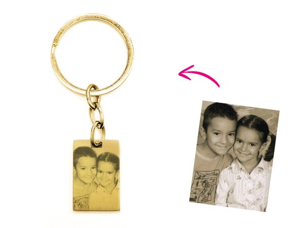 Porte-clés acier à personnaliser avec photo