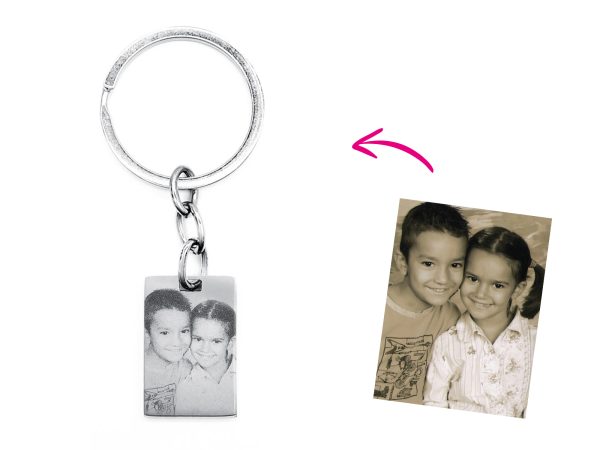 Porte-clés acier à personnaliser avec photo