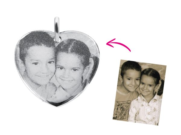 Pendentif coeur acier à personnaliser avec photo