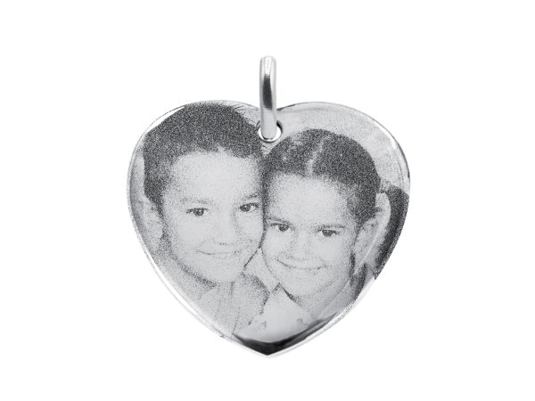 Pendentif coeur acier à personnaliser avec photo