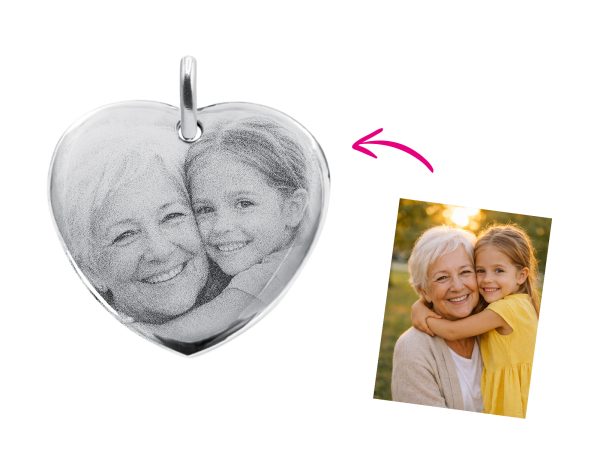 Pendentif coeur acier à personnaliser avec photo