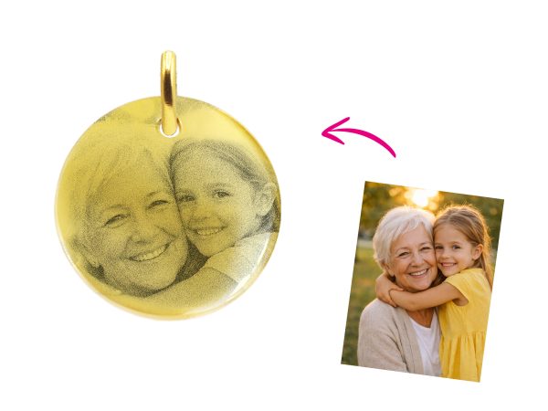 Pendentif acier médaille 20mm à personnaliser avec photo