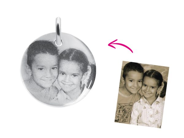 Pendentif acier médaille 20mm à personnaliser avec photo