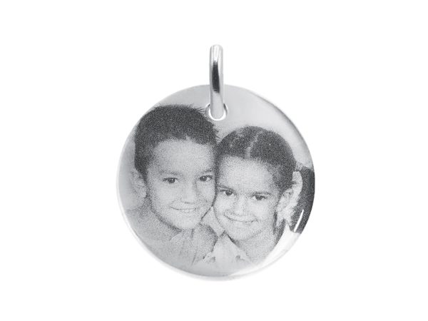 Pendentif acier médaille 20mm à personnaliser avec photo