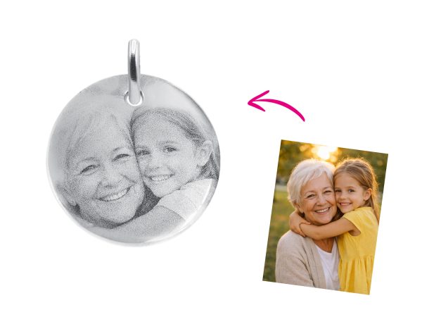 Pendentif acier médaille 20mm à personnaliser avec photo