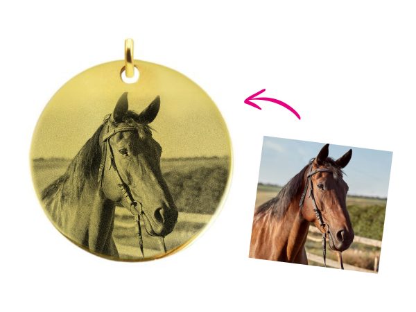 Pendentif acier médaille 30mm à personnaliser avec photo