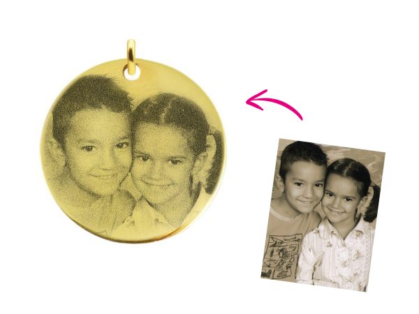 Pendentif acier médaille 30mm à personnaliser avec photo