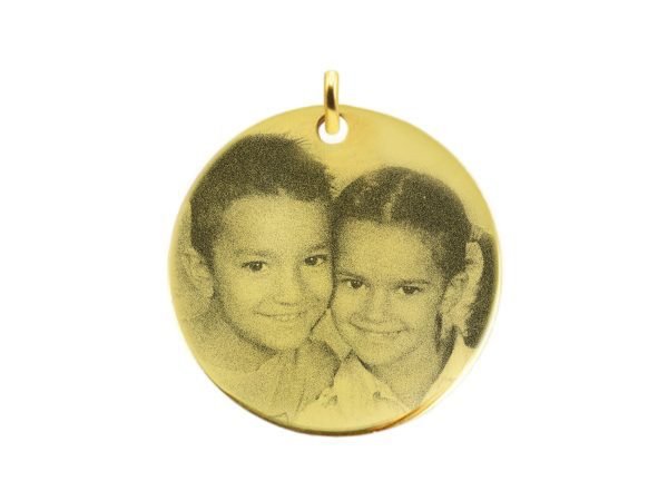 Pendentif acier médaille 30mm à personnaliser avec photo