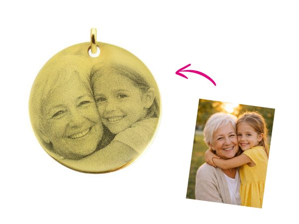 Pendentif acier médaille 30mm à personnaliser avec photo
