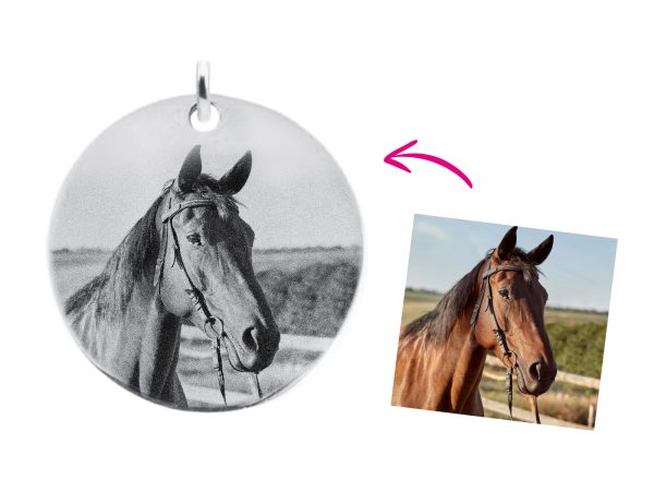 Pendentif acier médaille 30mm à personnaliser avec photo