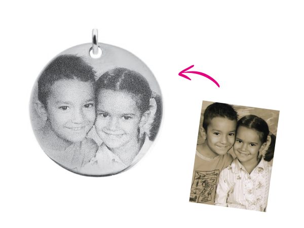 Pendentif acier médaille 30mm à personnaliser avec photo