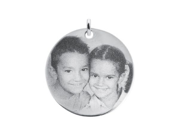 Pendentif acier médaille 30mm à personnaliser avec photo