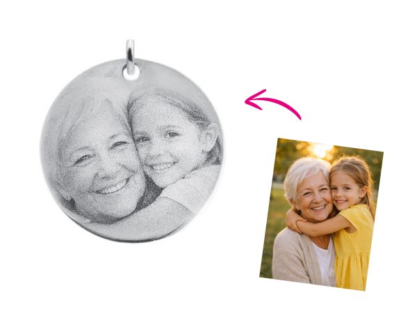 Pendentif acier médaille 30mm à personnaliser avec photo