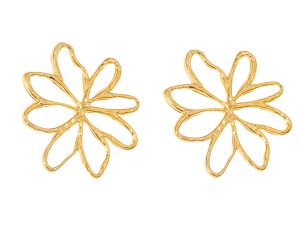 Boucles d'oreilles fleur filigrane en acier inoxydable doré