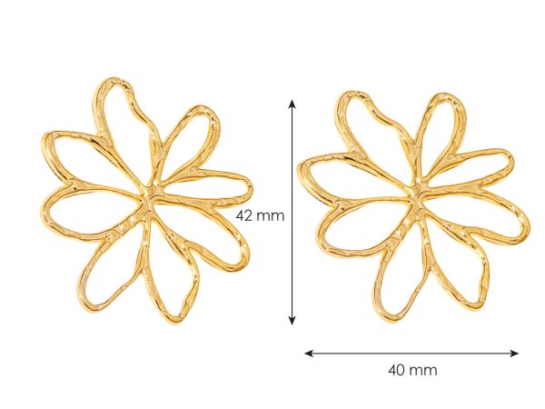 Boucles d'oreilles fleur filigrane en acier inoxydable doré
