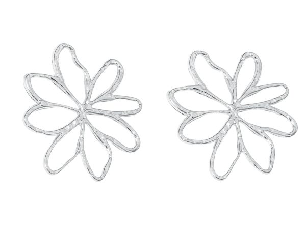 Boucles d'oreilles fleur filigrane en acier inoxydable argenté