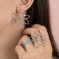 Boucles d'oreilles fleur filigrane en acier inoxydable argenté