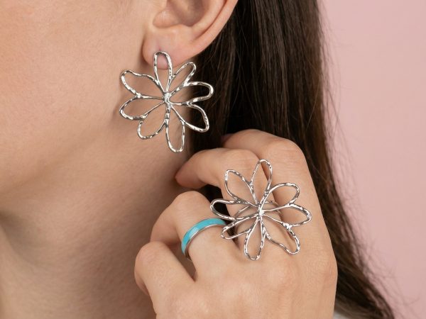 Bague ajustable avec bande émail coloré en acier inoxydable doré