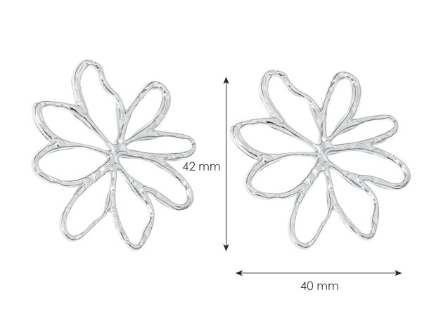 Boucles d'oreilles fleur filigrane en acier inoxydable argenté