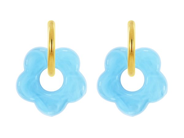 Créoles rondes fleur colorée en acier inoxydable doré | Epaisseur fil: 2mm