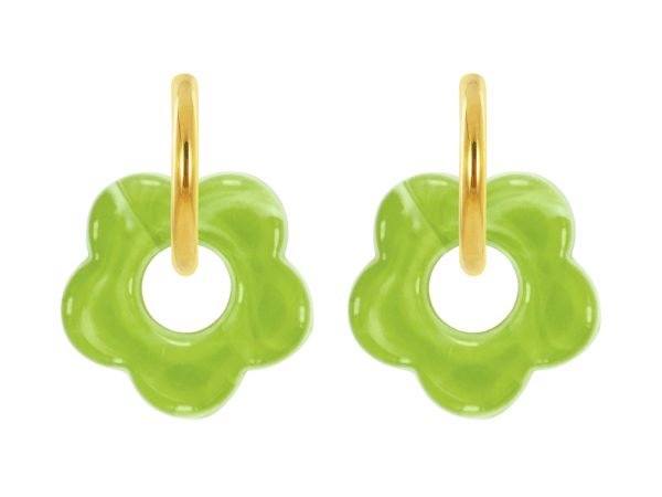 Créoles rondes fleur colorée en acier inoxydable doré | Epaisseur fil: 2mm