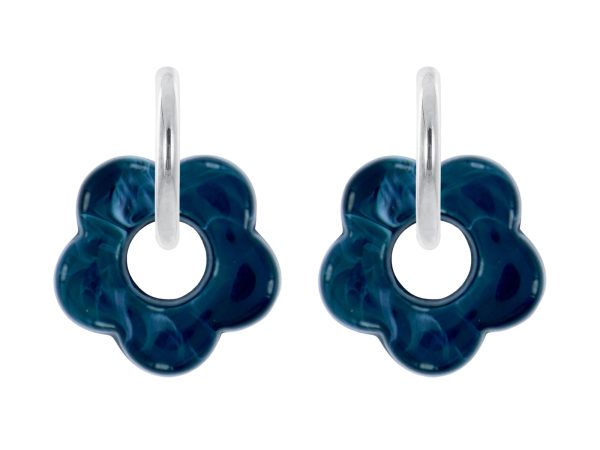 Créoles rondes fleur colorée en acier inoxydable argenté | Epaisseur fil: 2mm