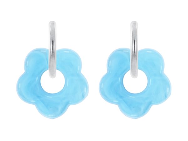 Créoles rondes fleur colorée en acier inoxydable argenté | Epaisseur fil: 2mm